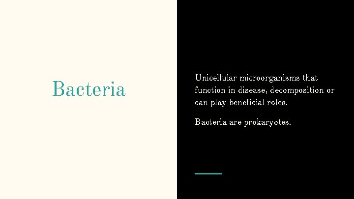 Bacteria Unicellular microorganisms that function in disease, decomposition or can play beneficial roles. Bacteria