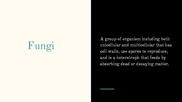 Fungi A group of organism including both unicellular and multicellular that has cell walls,
