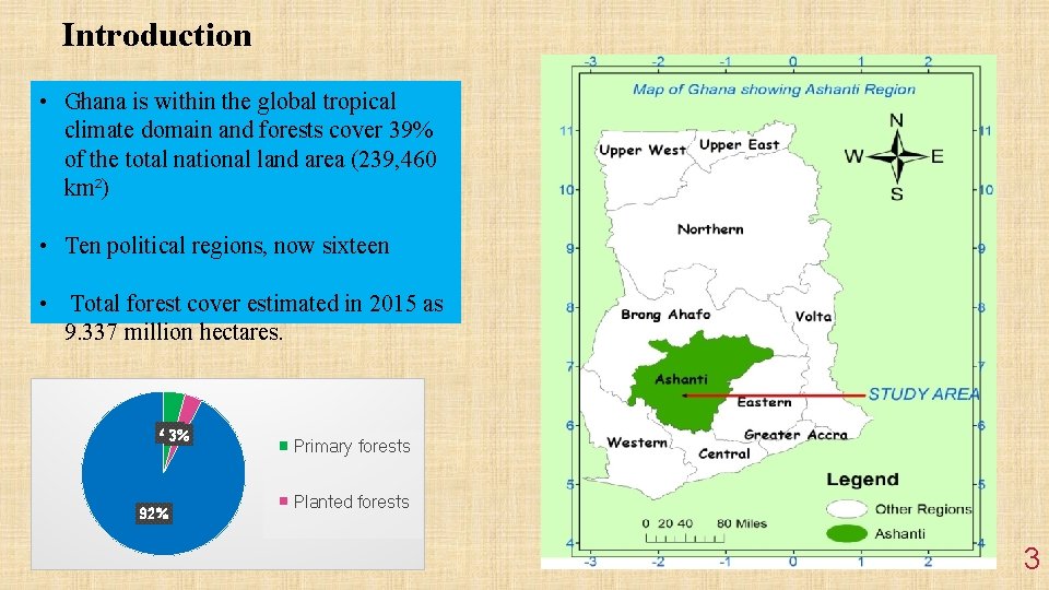 Introduction • Ghana is within the global tropical climate domain and forests cover 39%