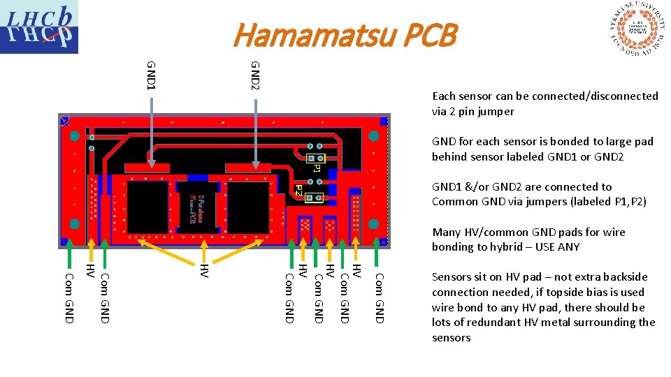 Hamamatsu PCB GND 2 GND 1 Each sensor can be connected/disconnected via 2 pin