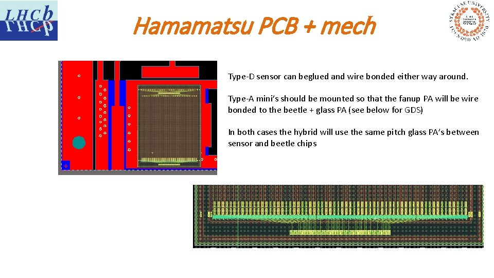 Hamamatsu PCB + mech Type-D sensor can beglued and wire bonded either way around.