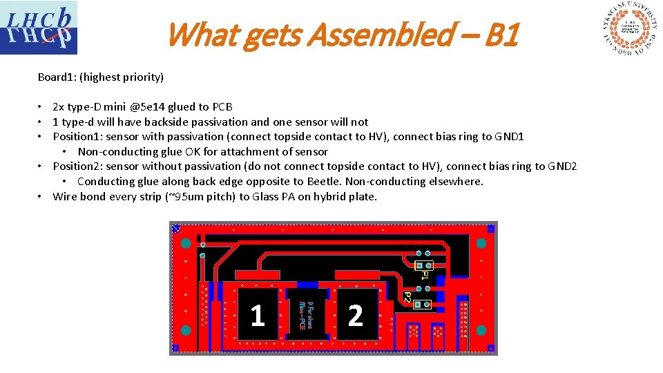 What gets Assembled – B 1 Board 1: (highest priority) • 2 x type-D