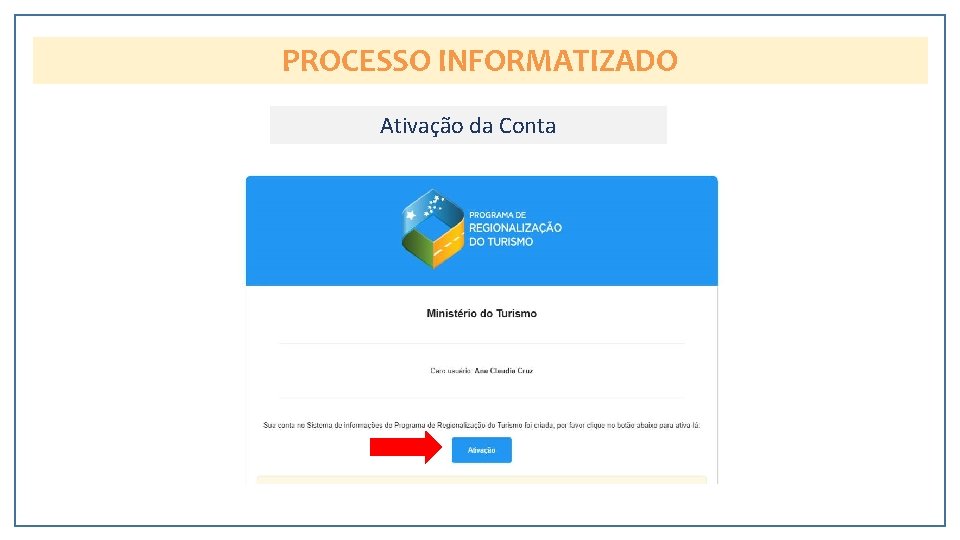 PROCESSO INFORMATIZADO Ativação da Conta 