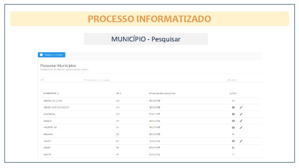 PROCESSO INFORMATIZADO MUNICÍPIO - Pesquisar 