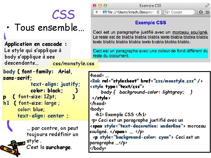 CSS • Tous ensemble… Application en cascade : Le style qui s’applique à body