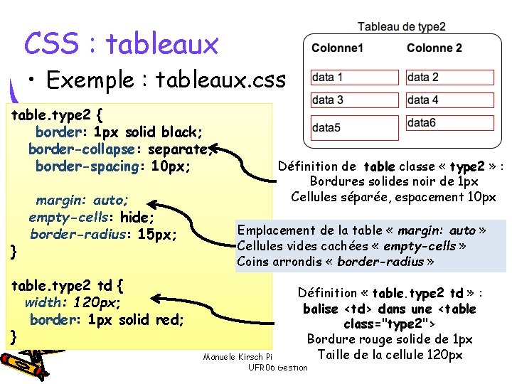CSS : tableaux • Exemple : tableaux. css table. type 2 { border: 1