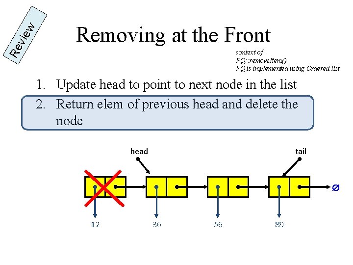 w vie Re Removing at the Front context of PQ: : remove. Item() PQ