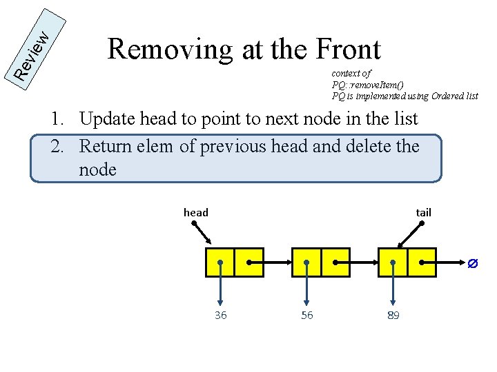 w vie Re Removing at the Front context of PQ: : remove. Item() PQ