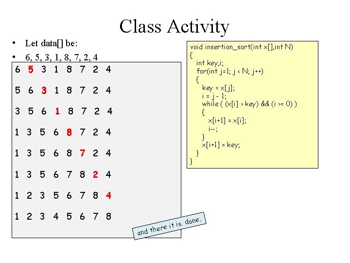 Class Activity • Let data[] be: • 6, 5, 3, 1, 8, 7, 2,