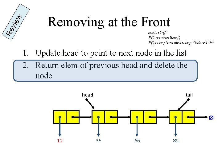w vie Re Removing at the Front context of PQ: : remove. Item() PQ