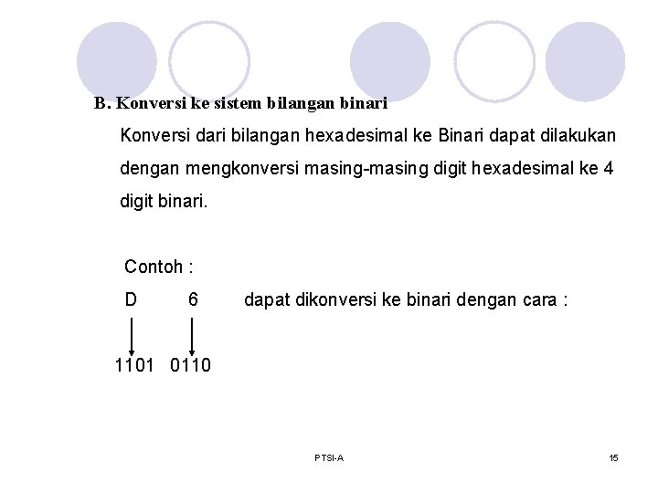 B. Konversi ke sistem bilangan binari Konversi dari bilangan hexadesimal ke Binari dapat dilakukan