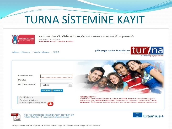 TURNA SİSTEMİNE KAYIT 