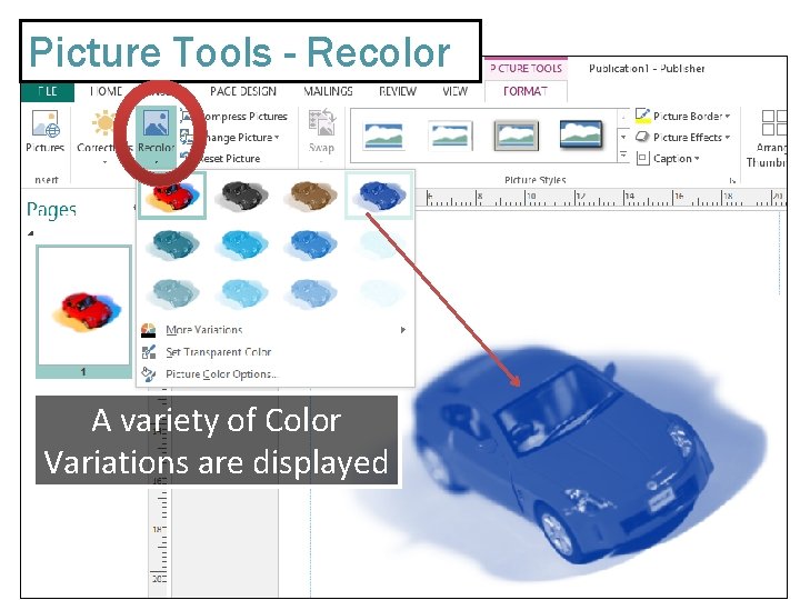 Picture Tools - Recolor A variety of Color Variations are displayed 