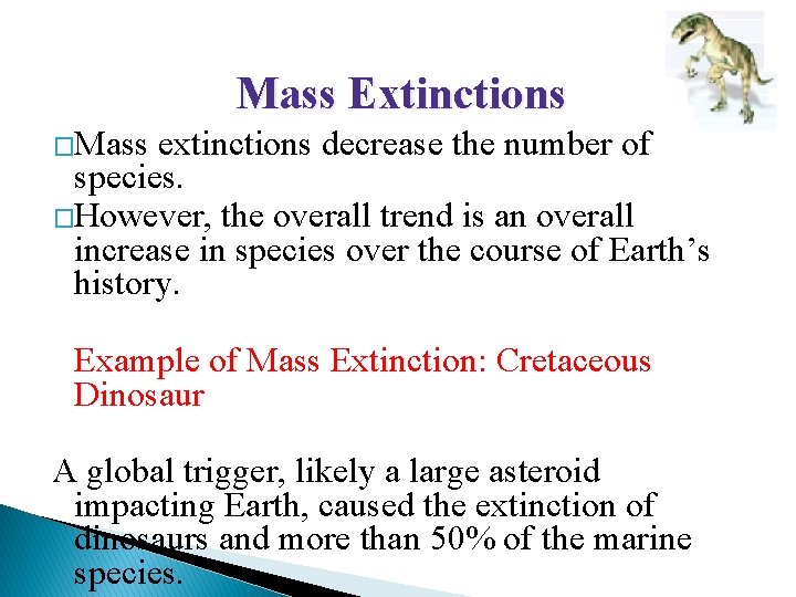 UNIT 3 Chapter 9: Evolution and Speciation Section 9. 2 Mass Extinctions �Mass extinctions