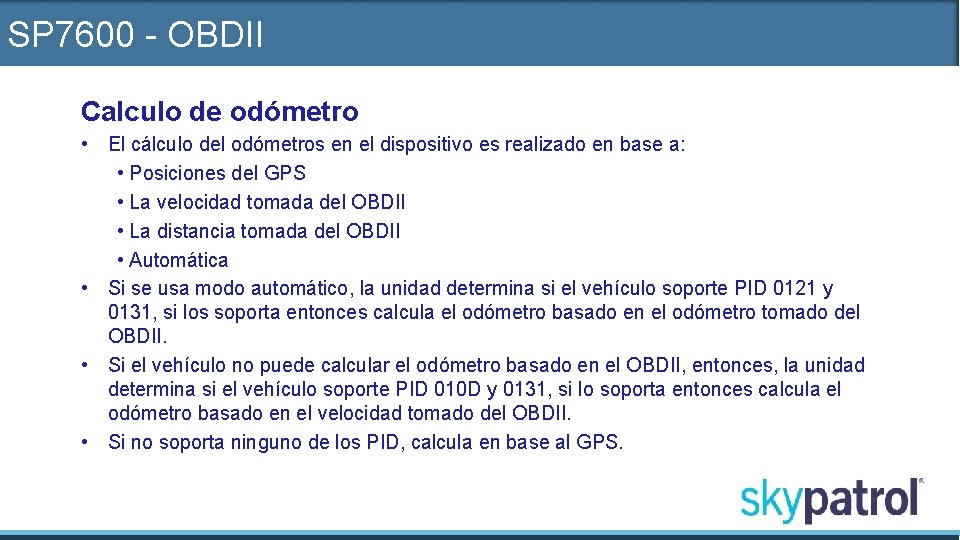 SP 7600 - OBDII Calculo de odómetro • El cálculo del odómetros en el