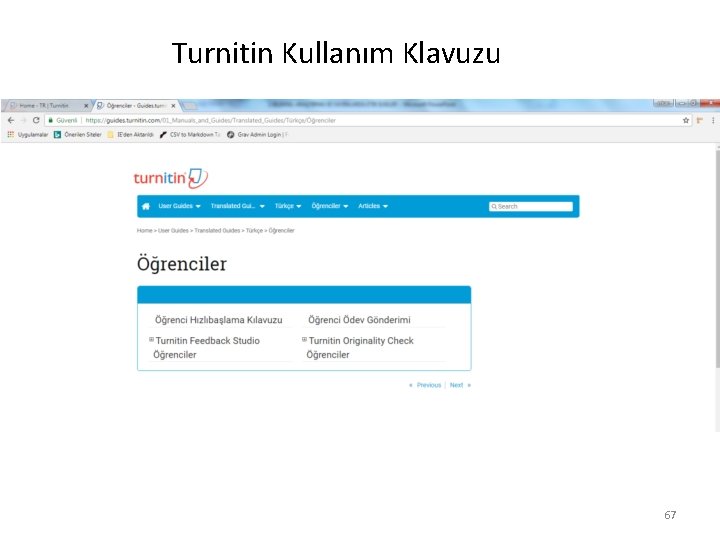 Turnitin Kullanım Klavuzu 67 