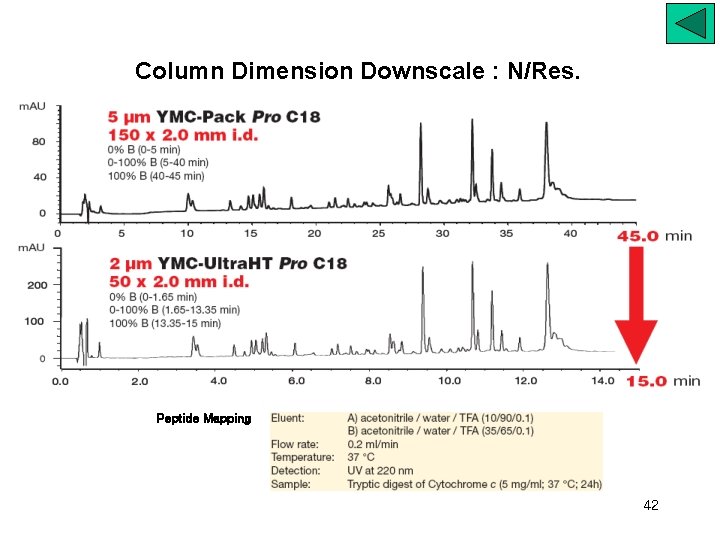 Column Dimension Downscale : N/Res. Peptide Mapping 42 