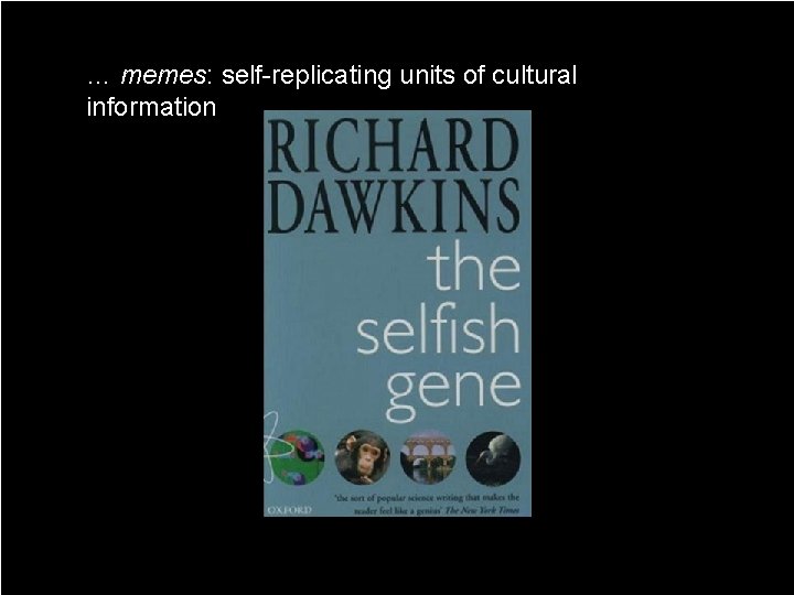 … memes: self-replicating units of cultural information 