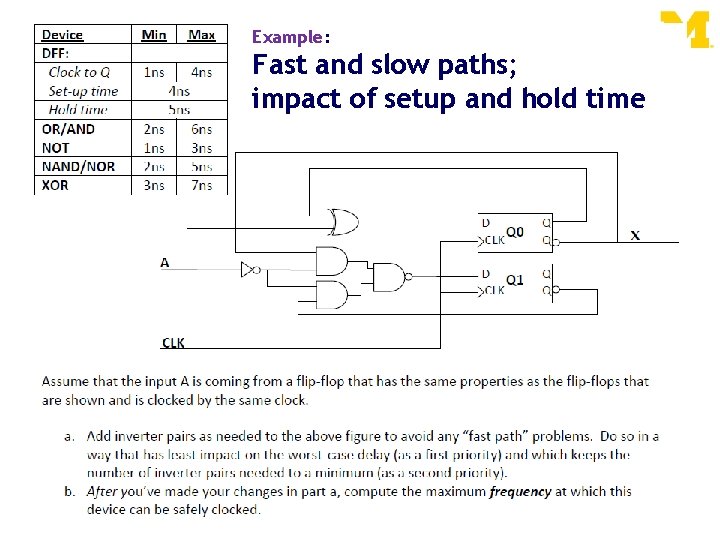 Example: Fast and slow paths; impact of setup and hold time 