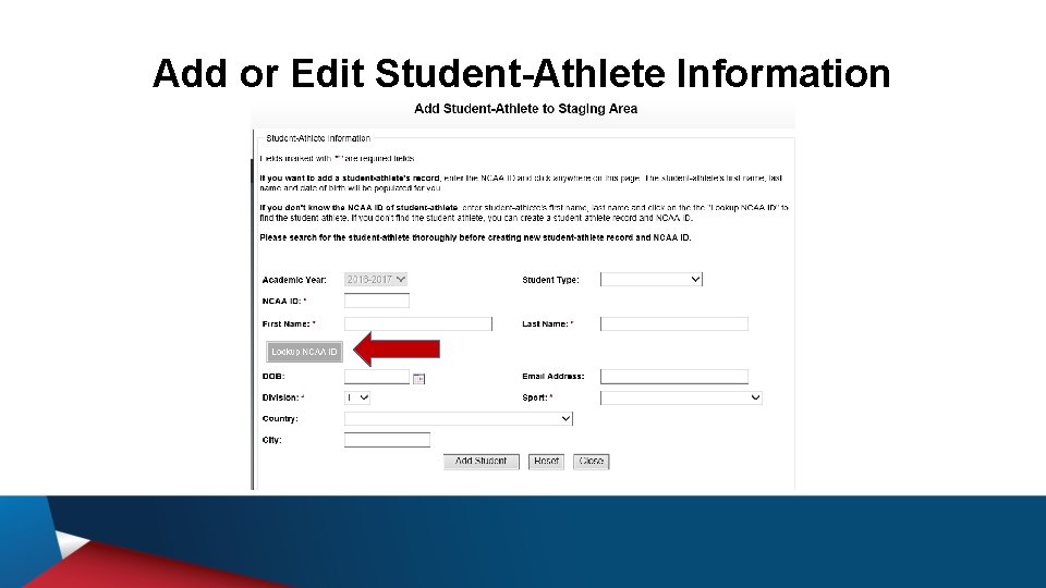 Add or Edit Student-Athlete Information 