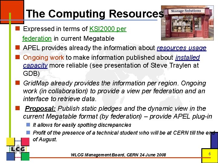 The Computing Resources n Expressed in terms of KSI 2000 per federation in current