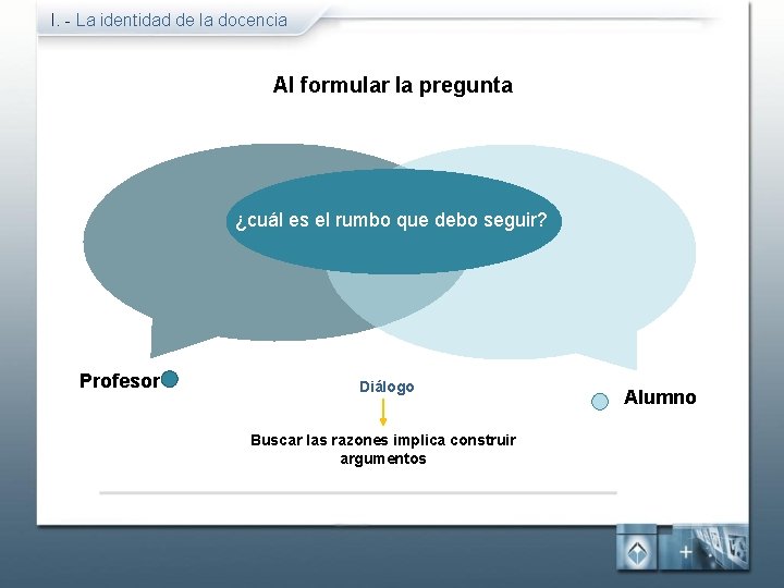 I. - La identidad de la docencia Al formular la pregunta ¿cuál es el