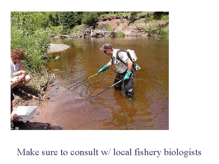 Make sure to consult w/ local fishery biologists 