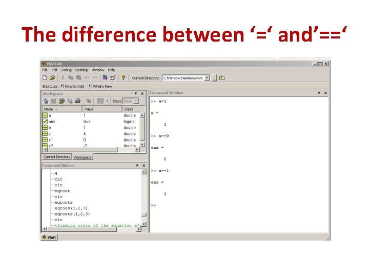 The difference between ‘=‘ and’==‘ 