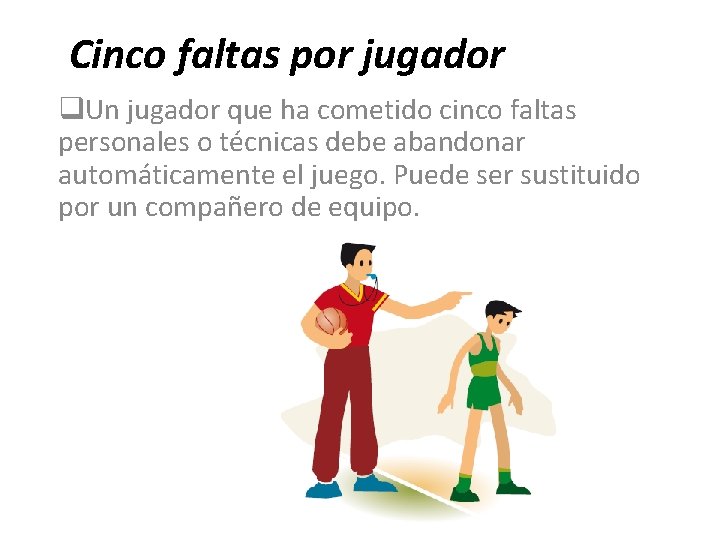 Cinco faltas por jugador q. Un jugador que ha cometido cinco faltas personales o