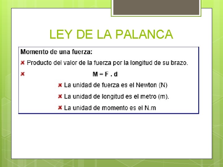 LEY DE LA PALANCA 