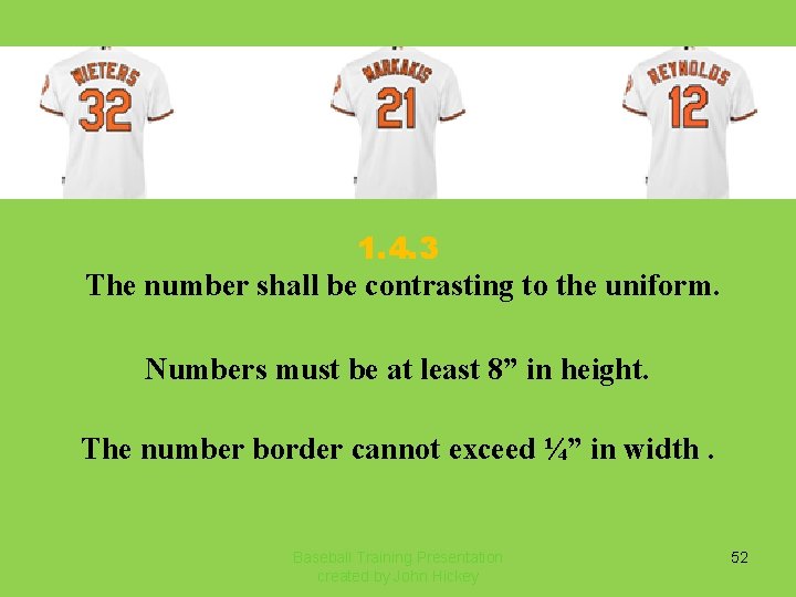 1. 4. 3 The number shall be contrasting to the uniform. Numbers must be