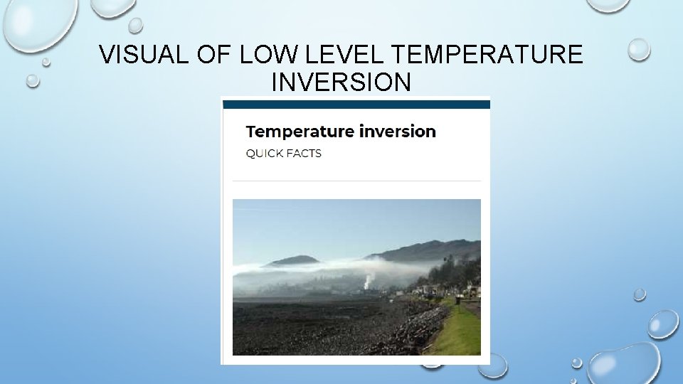 VISUAL OF LOW LEVEL TEMPERATURE INVERSION 
