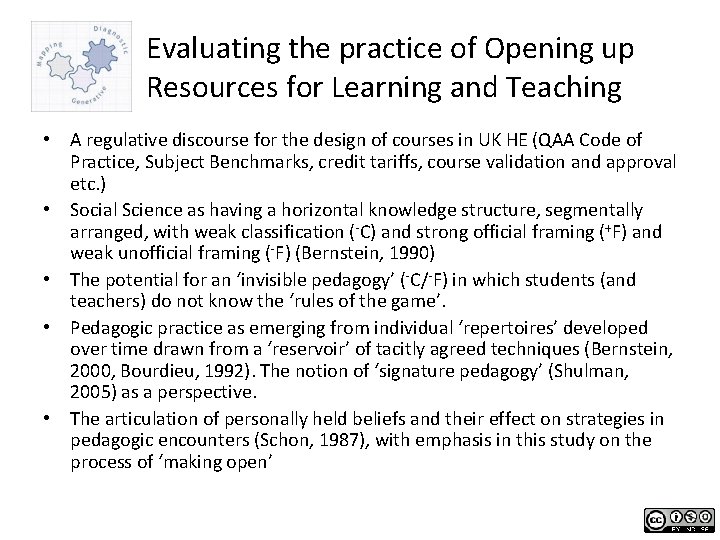 Evaluating the practice of Opening up Resources for Learning and Teaching • A regulative