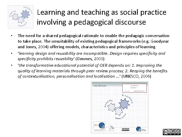 Learning and teaching as social practice involving a pedagogical discourse • • • The
