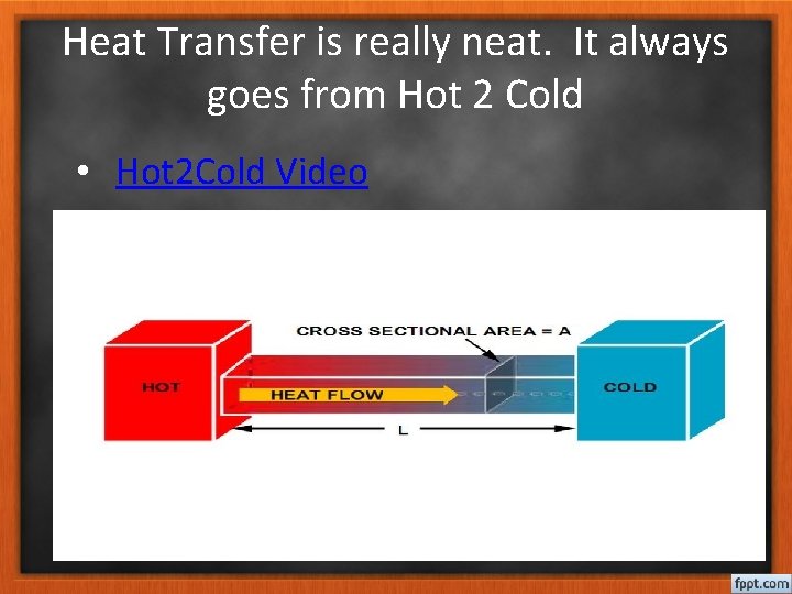 Heat Transfer is really neat. It always goes from Hot 2 Cold • Hot