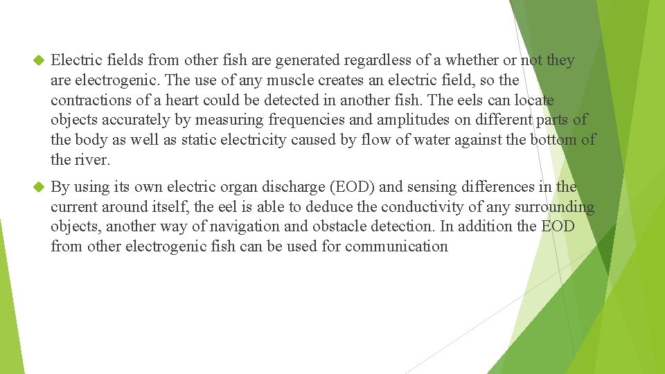  Electric fields from other fish are generated regardless of a whether or not