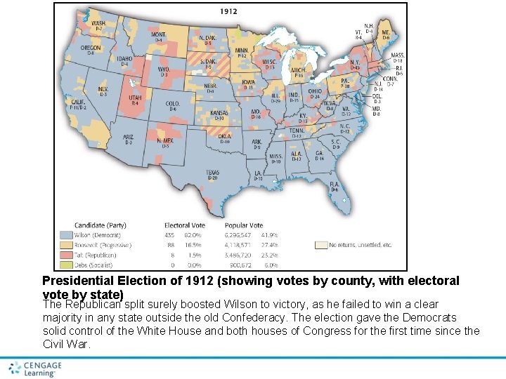 Presidential Election of 1912 (showing votes by county, with electoral vote by state) The