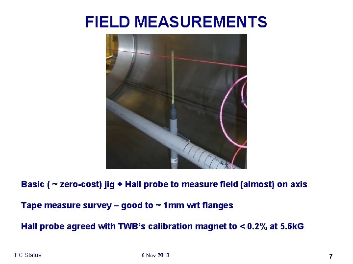 FIELD MEASUREMENTS Basic ( ~ zero-cost) jig + Hall probe to measure field (almost)