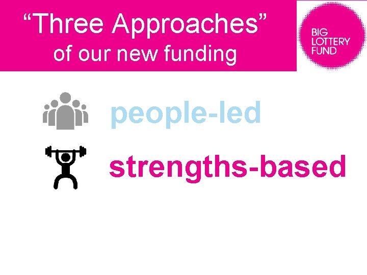 “Three Approaches” of our new funding people-led strengths-based 