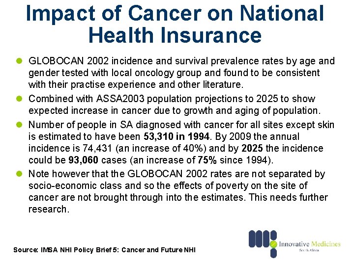 Impact of Cancer on National Health Insurance l GLOBOCAN 2002 incidence and survival prevalence