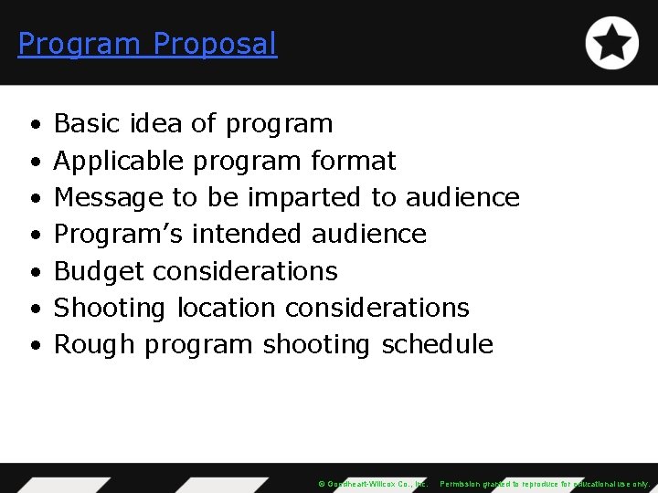 8 Scriptwriting Objectives Identify each of the program