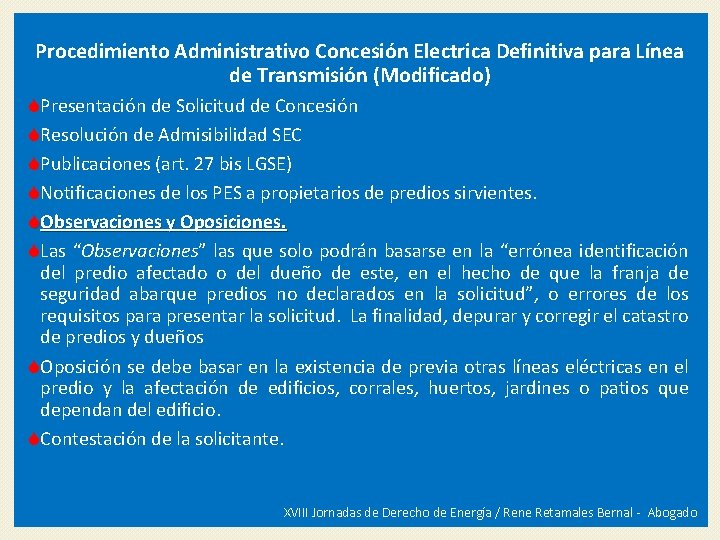 Procedimiento Administrativo Concesión Electrica Definitiva para Línea de Transmisión (Modificado) SPresentación de Solicitud de