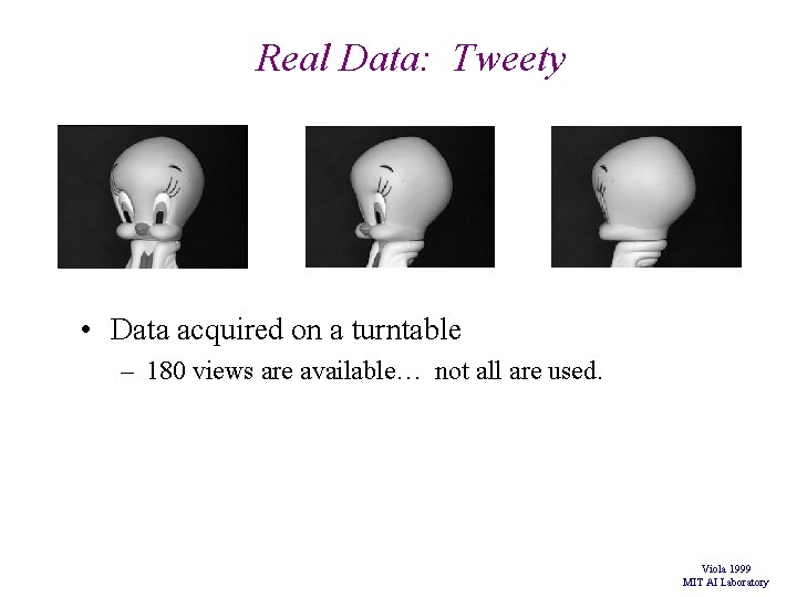Real Data: Tweety • Data acquired on a turntable – 180 views are available… Real Data: Tweety • Data acquired on a turntable – 180 views are available…