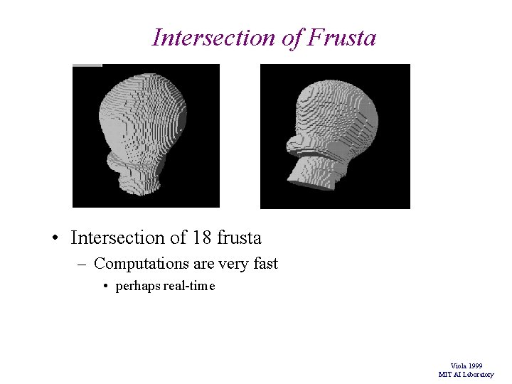Intersection of Frusta • Intersection of 18 frusta – Computations are very fast • Intersection of Frusta • Intersection of 18 frusta – Computations are very fast •