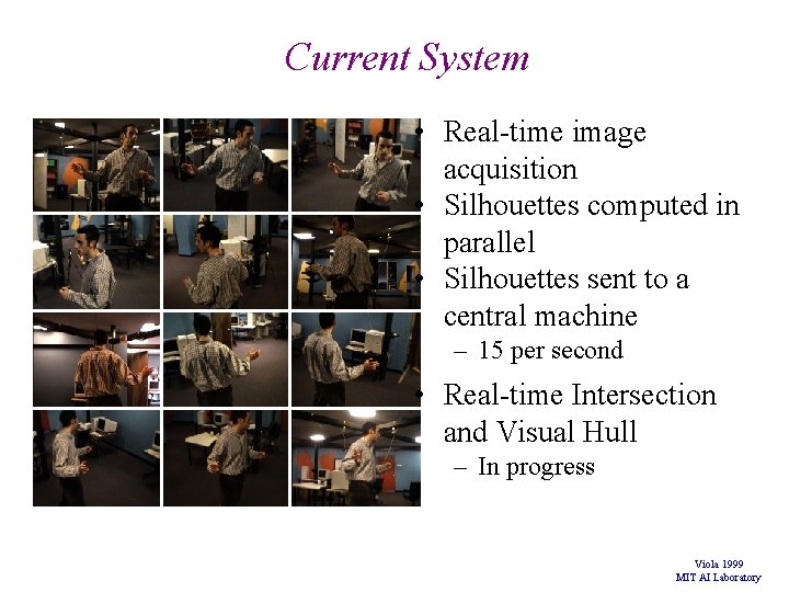 Current System • Real-time image acquisition • Silhouettes computed in parallel • Silhouettes sent Current System • Real-time image acquisition • Silhouettes computed in parallel • Silhouettes sent