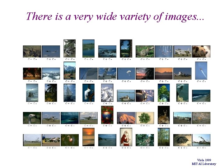 There is a very wide variety of images. . . Viola 1999 MIT AI There is a very wide variety of images. . . Viola 1999 MIT AI