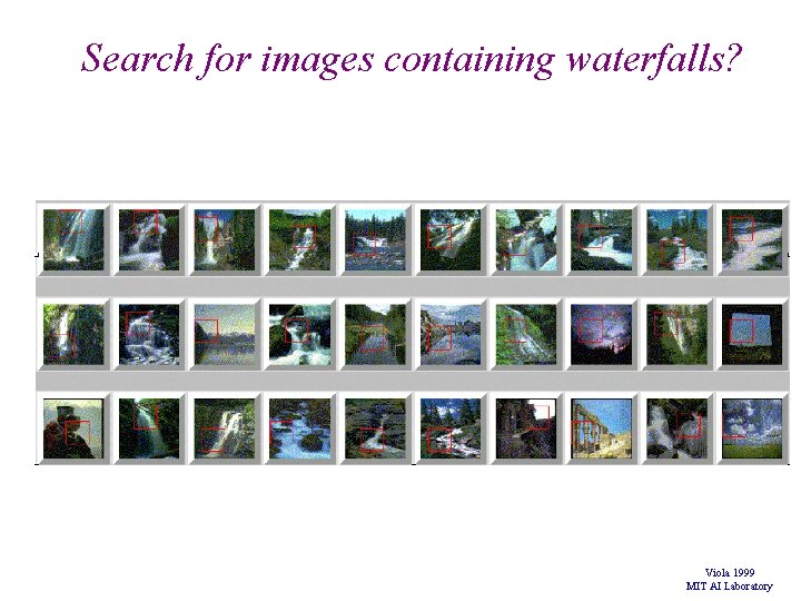 Search for images containing waterfalls? Viola 1999 MIT AI Laboratory Search for images containing waterfalls? Viola 1999 MIT AI Laboratory