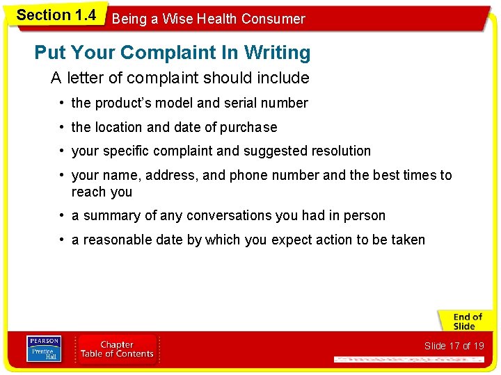 Section 1. 4 Being a Wise Health Consumer Put Your Complaint In Writing A