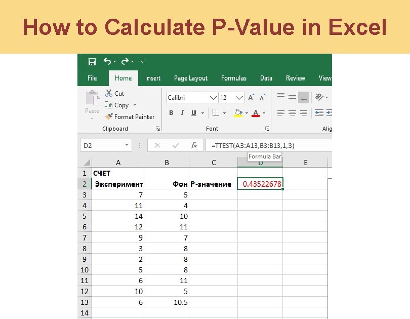 How to Calculate P-Value in Excel 