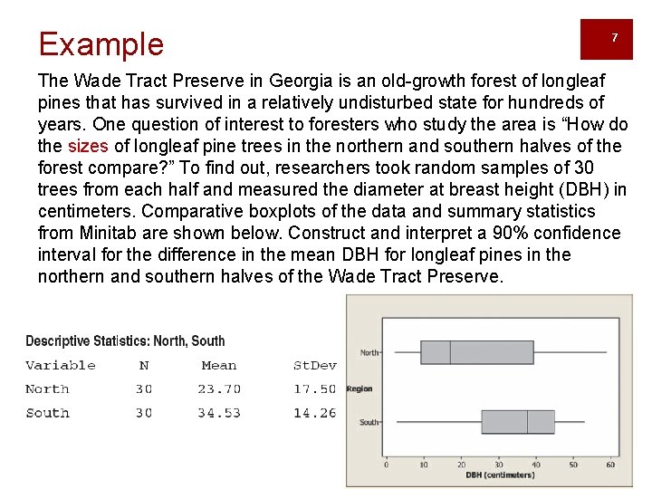 Example 7 The Wade Tract Preserve in Georgia is an old-growth forest of longleaf